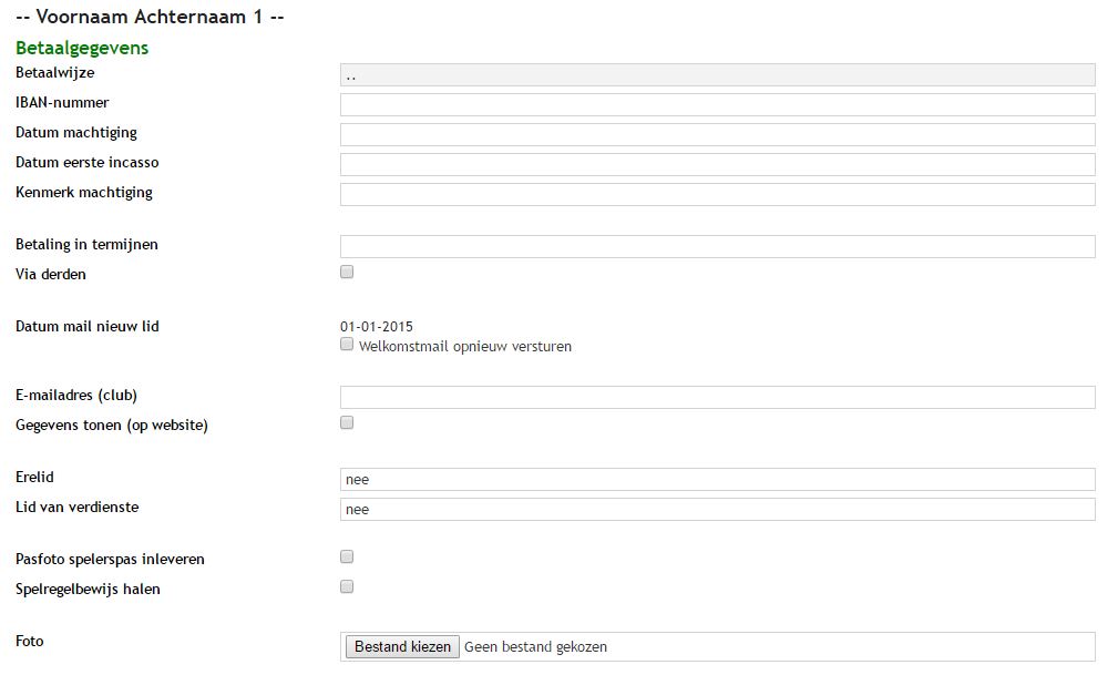 Leden - Extra gegevens