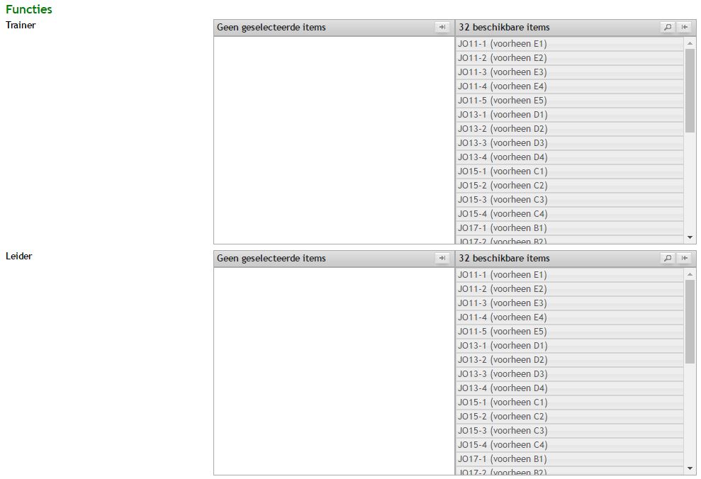 Leden - Extra gegevens (functies)