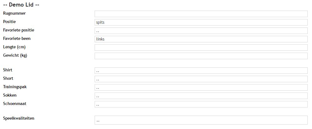 Leden - Spelersgegevens