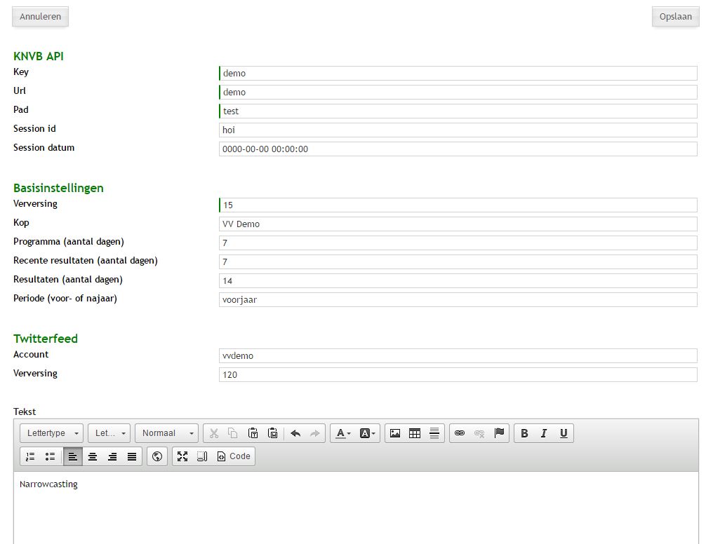 Narrowcasting - Configuratie