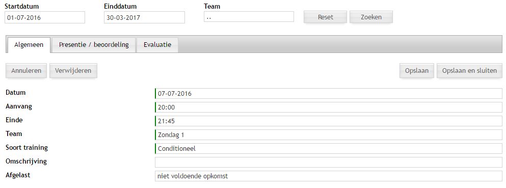 Trainingen - Bewerken