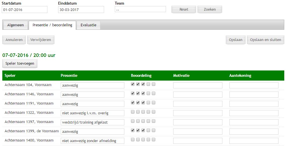 Trainingen - Bewerken