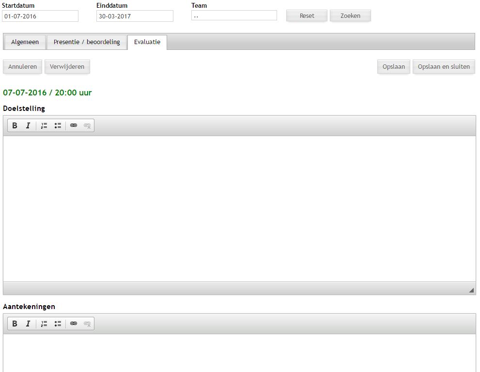 Trainingen - Bewerken