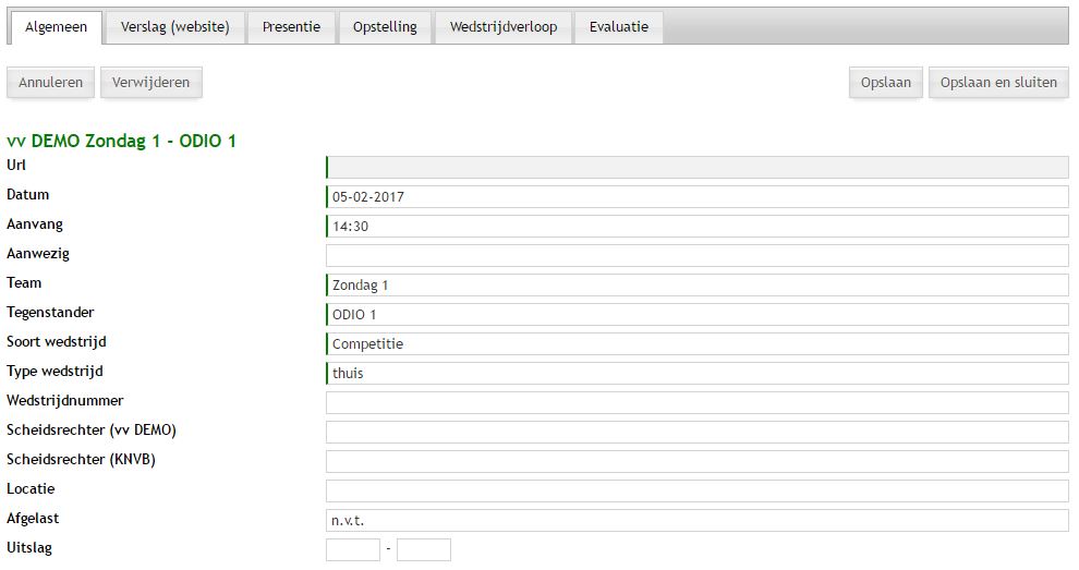 Wedstrijden - bewerken