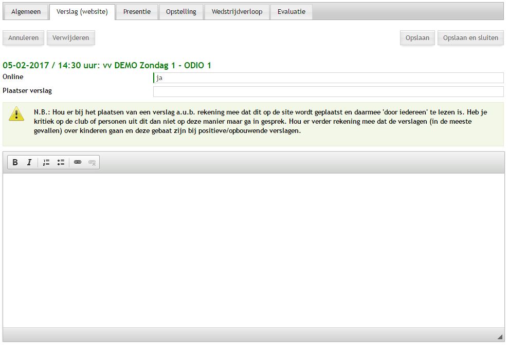 Wedstrijden - bewerken